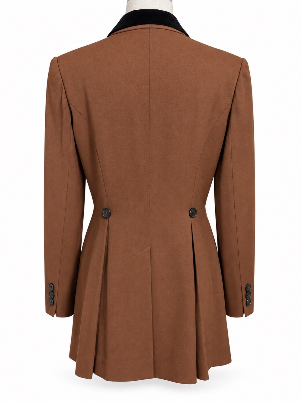 Lauren Ralph Lauren Size 12 Brown Wool Pantsuit Black Collar Made in USA - Picture 5 of 8